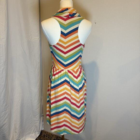 Judith March Colorful Rainbow Chevron Knit Sleeveless Dress Size Small - Picture 2 of 2